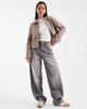 ONLY ONLY zip up faux wool short jacket in taupe-Brown - 4