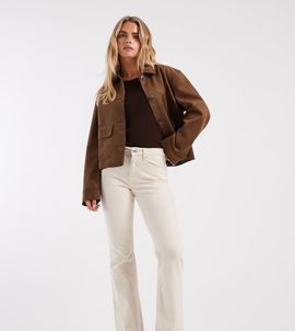 ONLY Petite ONLY Petite Blush high waist flared jeans in ecru-White