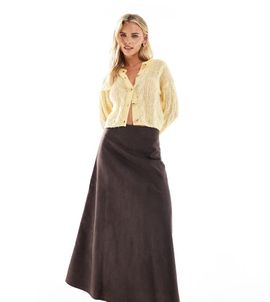 ONLY Petite ONLY Petite faux suede maxi skirt in brown