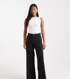 ONLY Petite ONLY Petite Hope high rise wide leg jeans in black