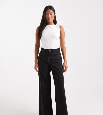 ONLY Petite ONLY Petite Hope high rise wide leg jeans in black