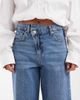 ONLY Petite ONLY Petite Hope mid rise wide leg jeans with button detail in mid blue - 4