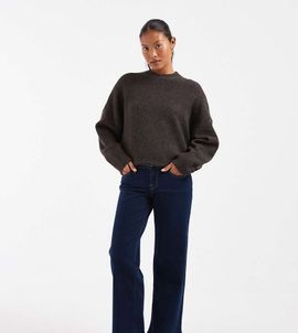 ONLY Petite ONLY Petite Judy low rise wide leg jeans in dark blue rinse