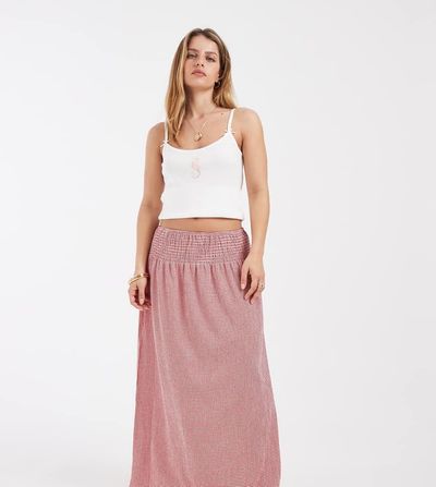 ONLY Petite ONLY Petite maxi skirt in red gingham