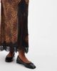 ONLY Petite ONLY Petite satin maxi skirt with lace trim in leopard print-Black - 4