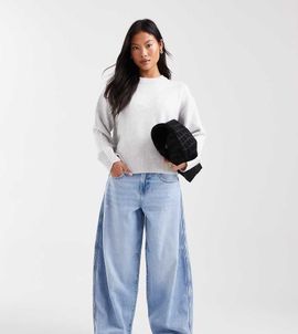 ONLY Petite ONLY Petite Taylor high rise barrel jeans denim in light blue