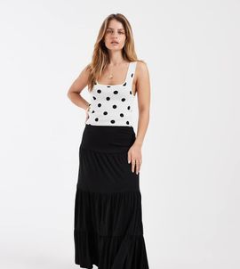 ONLY Petite ONLY Petite tiered maxi skirt in black