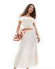 ONLY Petite ONLY Petite tiered maxi skirt in cream-White - 1