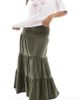 ONLY Petite ONLY Petite tiered maxi skirt in khaki green - 1