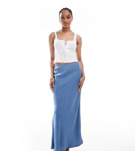 Only Tall ONLY Tall chambray maxi skirt in mid blue