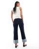 Only Tall ONLY Tall cropped wide leg turn-up hem jeans in indigo-Navy - 2