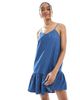 Only Tall ONLY Tall dropped waist chambray mini dress in mid blue - 2