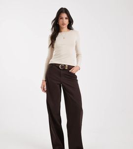 Only Tall ONLY Tall high waist barrel leg jeans in brown
