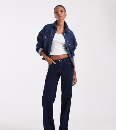 Only Tall ONLY Tall Judy low rise wide leg jeans in dark blue rinse