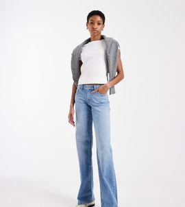 Only Tall ONLY Tall Judy low rise wide leg jeans in light blue denim