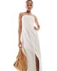 Only Tall ONLY Tall linen mix bandeau midi dress in stone-Neutral - 3
