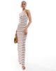 Only Tall ONLY Tall open knit maxi dress with contrast trim in red stripes-White - 3