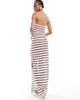 Only Tall ONLY Tall open knit maxi dress with contrast trim in red stripes-White - 4