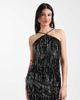 Only Tall ONLY Tall tasseled sequins halterneck mini dress in black - 1