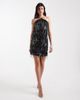 Only Tall ONLY Tall tasseled sequins halterneck mini dress in black - 2