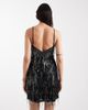 Only Tall ONLY Tall tasseled sequins halterneck mini dress in black - 4