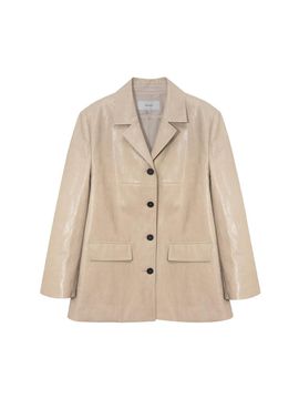on&on Open Collar Modern Relaxed Leather Jacket (NEL5SJ211_9F)