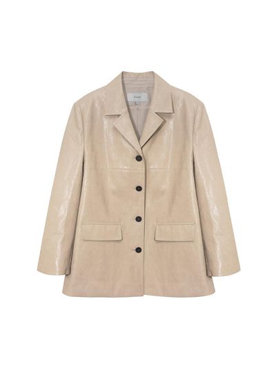 on&on Open Collar Modern Relaxed Leather Jacket (NEL5SJ211_9F)