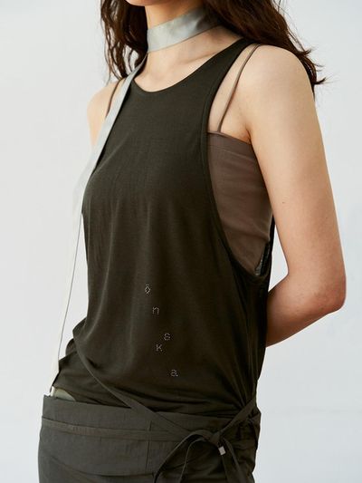 ONSKA Beads Sleeveless_Khaki