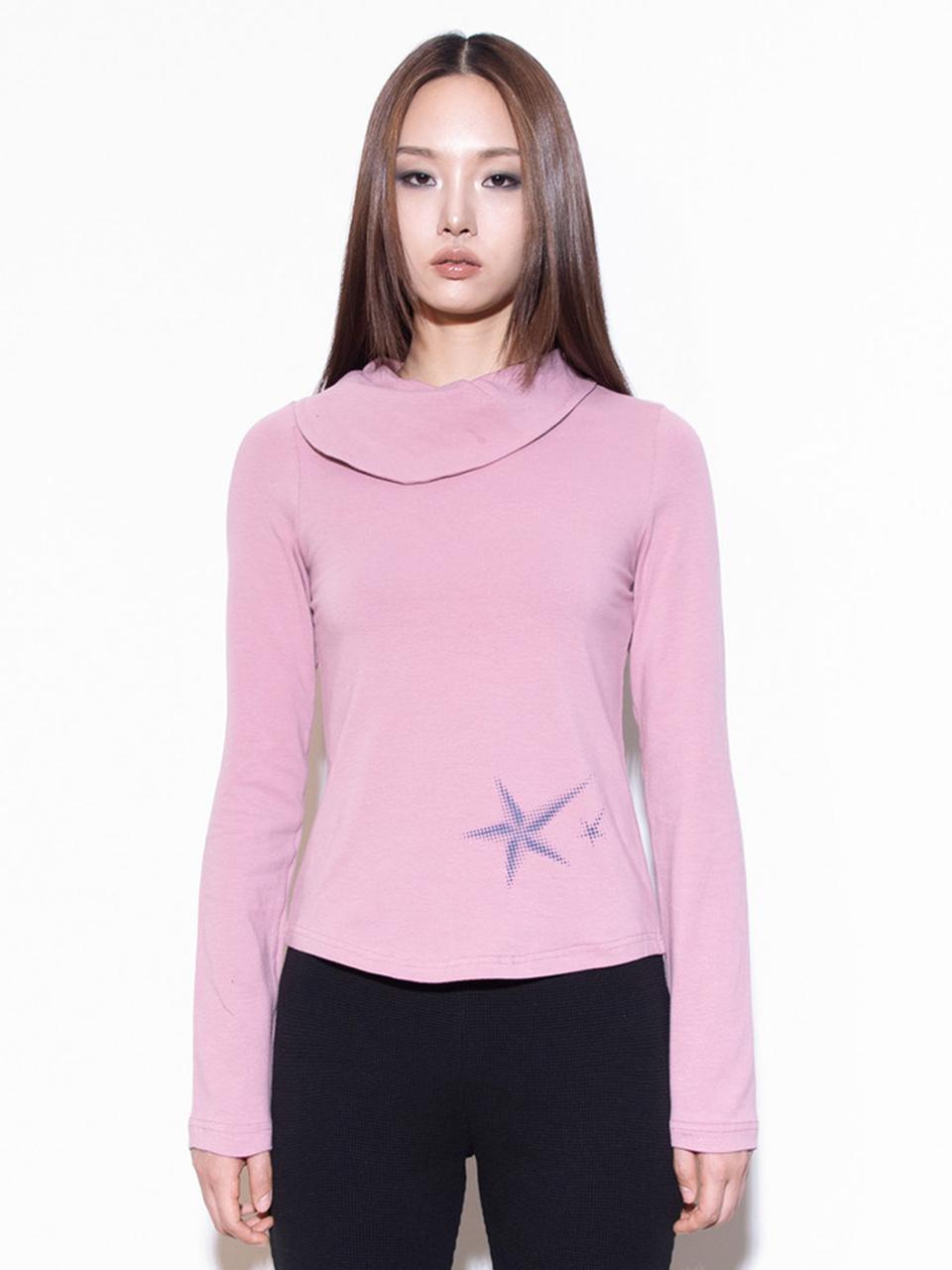 ONSKA Flip Neck Long Sleeve T-Shirt_Dust Pink