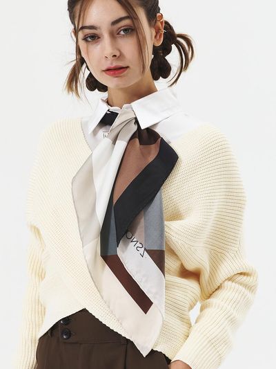 ONSZ Diagonal Wide Check Silk Scarf