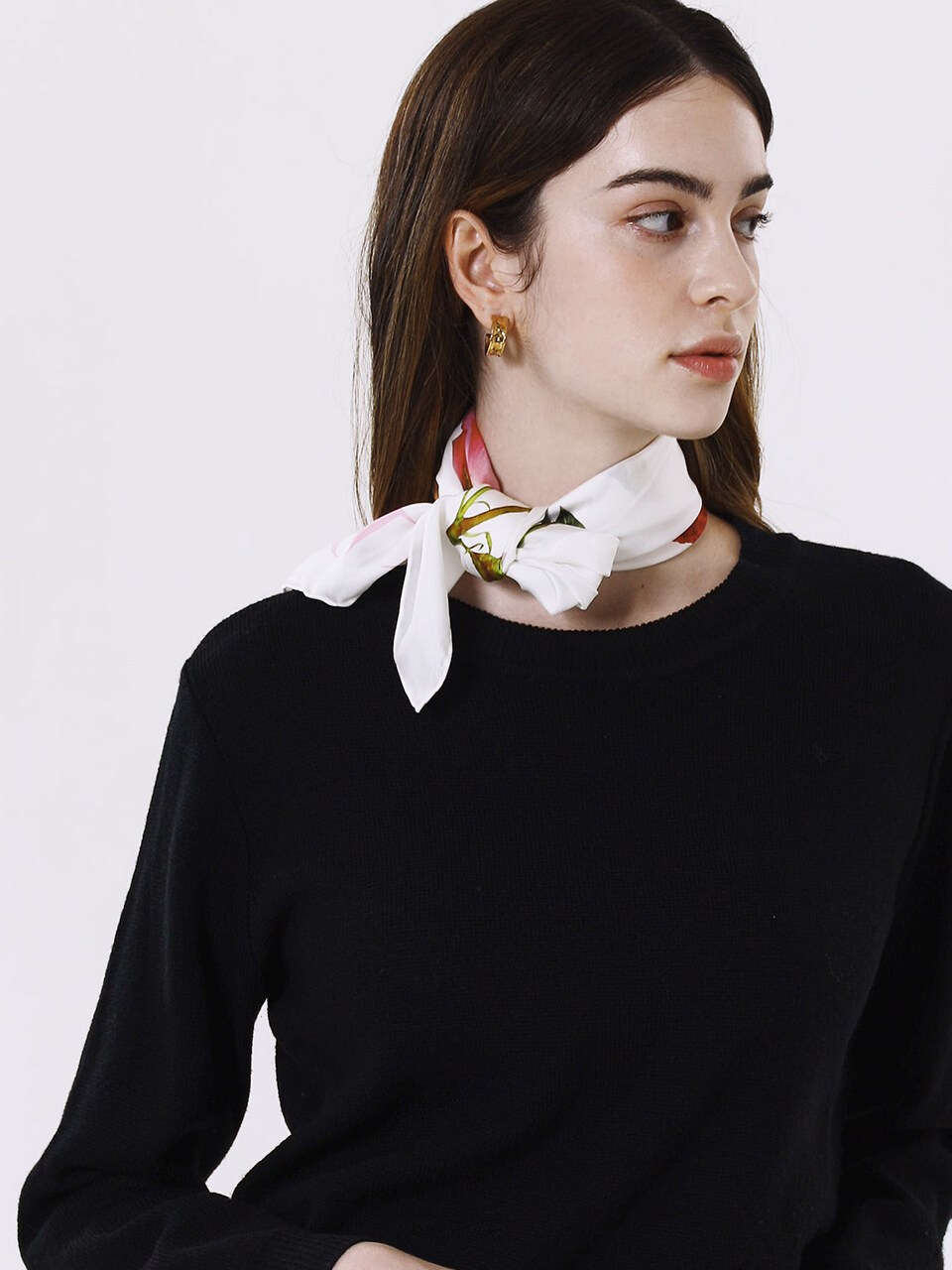 ONSZ Floral Lettering Silk Scarf