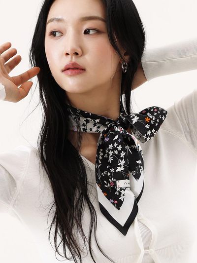 ONSZ Floral Silk Twilly Scarf [BW]