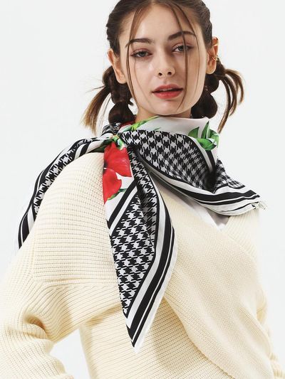 ONSZ Palm Tree Hibiscus Silk Scarf