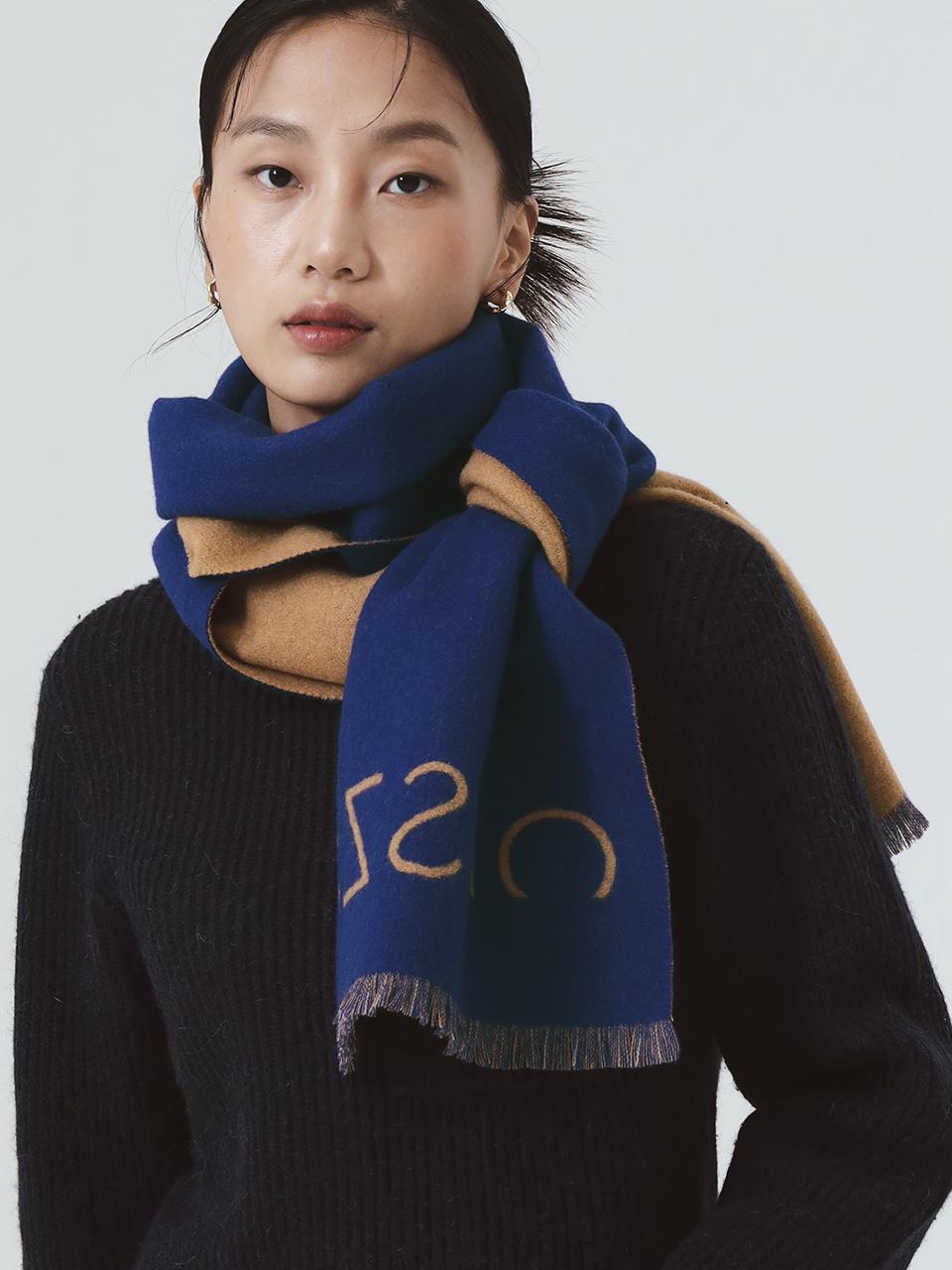 ONSZ Wool Cashmere Solid Double-sided Logo Muffler