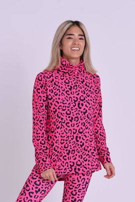 OOSC OOSC High Neck Baselayer Top - Hotel California Pink Leopard Women's