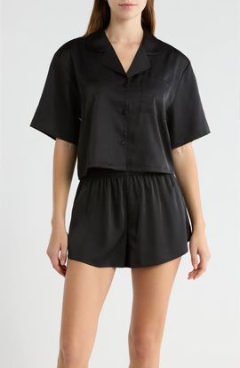 Open Edit Open Edit Boxy Stretch Satin Short Pajamas