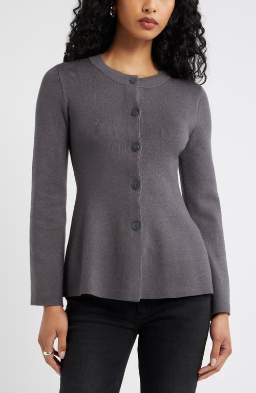 Open Edit Open Edit Button Front Peplum Cardigan