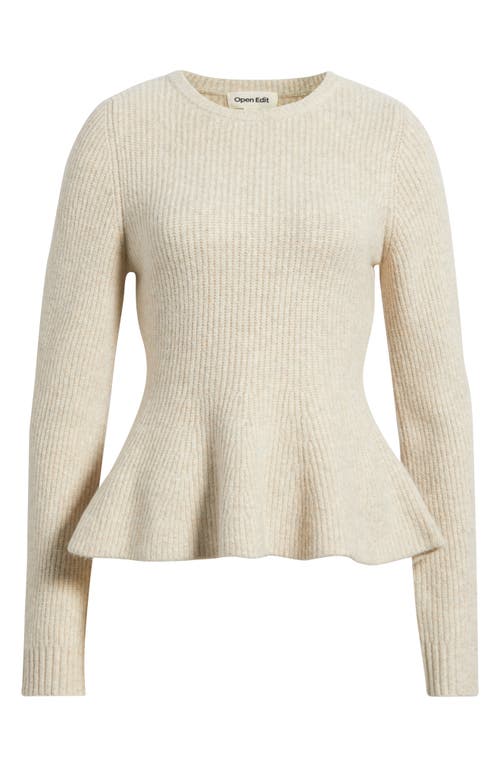 Open Edit Open Edit Crewneck Peplum Sweater
