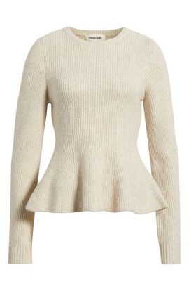 Open Edit Open Edit Crewneck Peplum Sweater