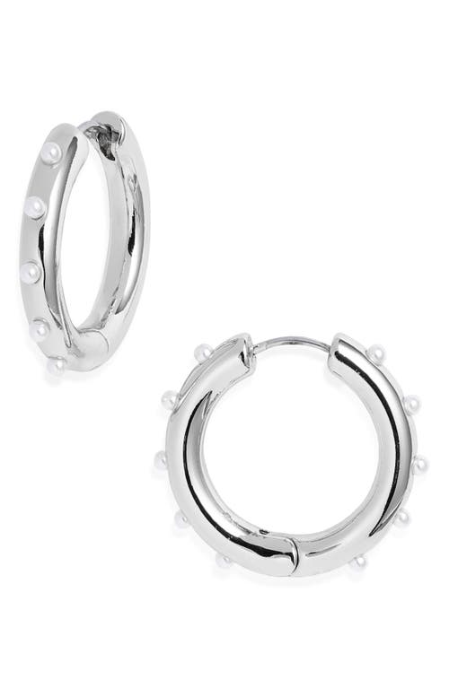 Open Edit Open Edit Cultured Pearl Studded Hoop Earrings