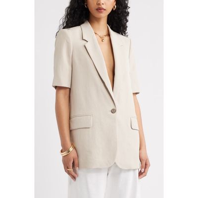 Open Edit Open Edit Curator Crepe Short Sleeve Blazer
