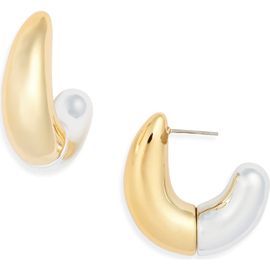 Open Edit Open Edit Curved Metal C-Hoop Earrings