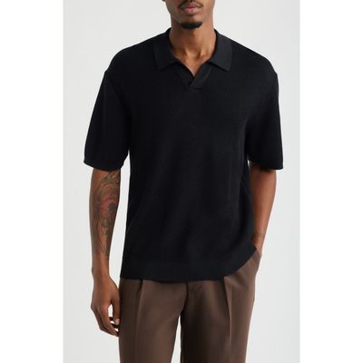 Open Edit Open Edit Diagonal Stitch Short Sleeve Polo Sweater