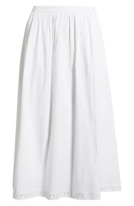 Open Edit Open Edit Embroidered Stretch Cotton Poplin Midi Skirt