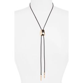 Open Edit Open Edit Faux Leather Bolo Necklace