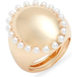 Open Edit Open Edit Faux Pearl Border Signet Ring