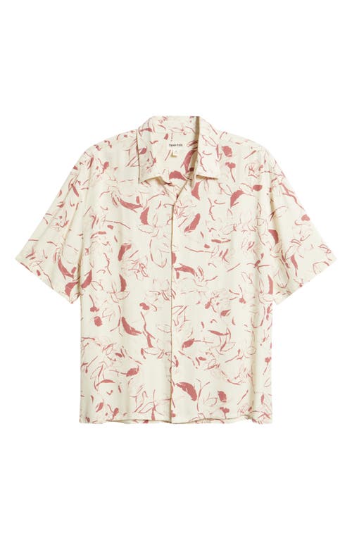 Open Edit Open Edit Floral Short Sleeve Button-Up Shirt
