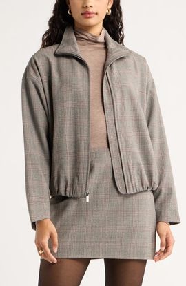 Open Edit Open Edit Heritage Plaid Bomber Jacket