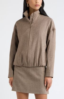 Open Edit Open Edit Herringbone Bomber Jacket