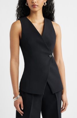 Open Edit Open Edit Icon Twill Asymmetric Button Vest